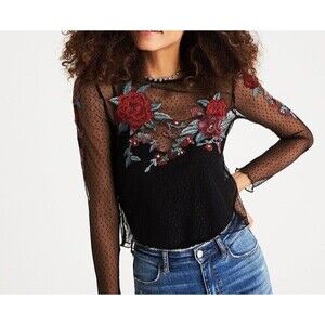AEO floral mesh top, size XL